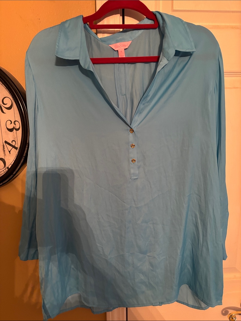 Light Blue/aqua Lilly Pulitzer  Women's Button-Front Collared Blouse